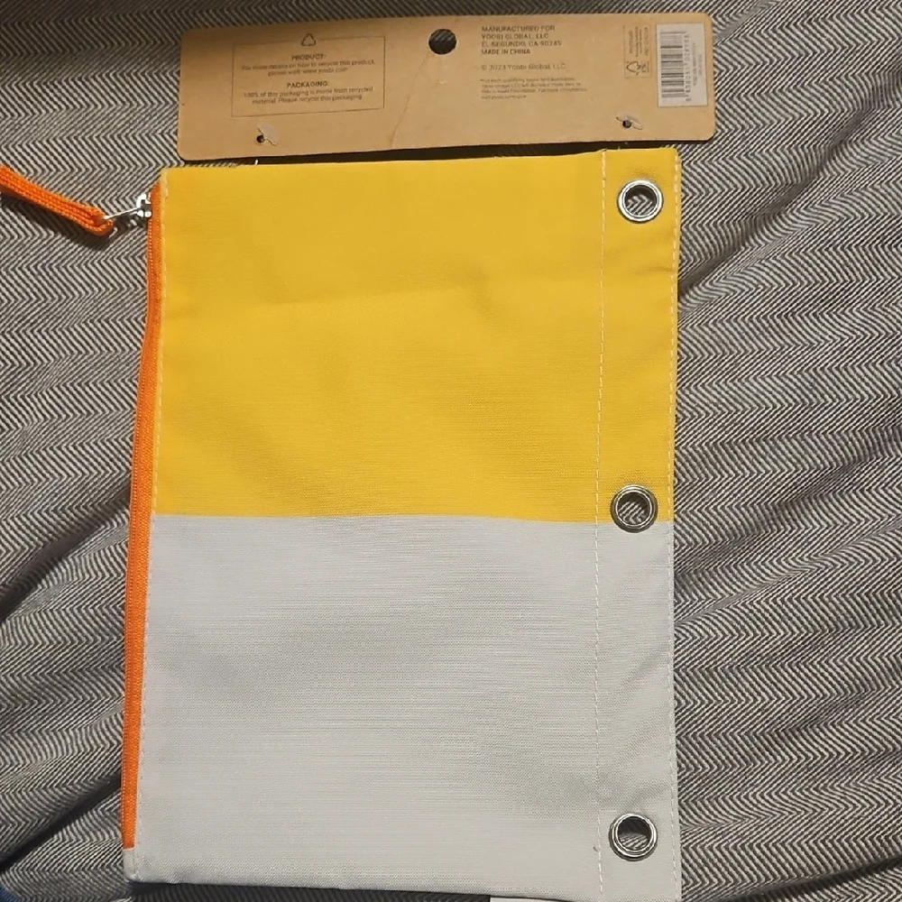 Yoobi Yellow and Gray Binder Zip Case